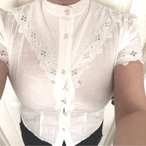 Vintage Large Hampton Place Short Sleeve Button Down Top